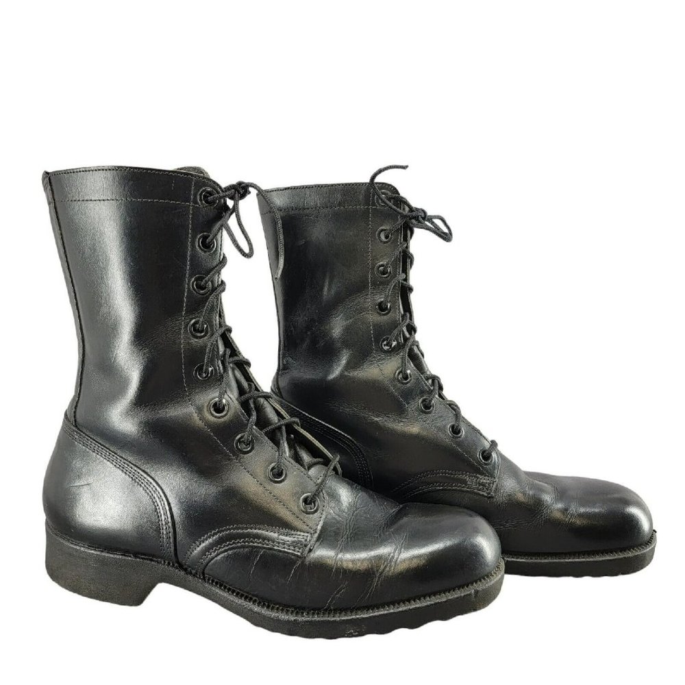 Vintage Military Combat Boots Black Leather